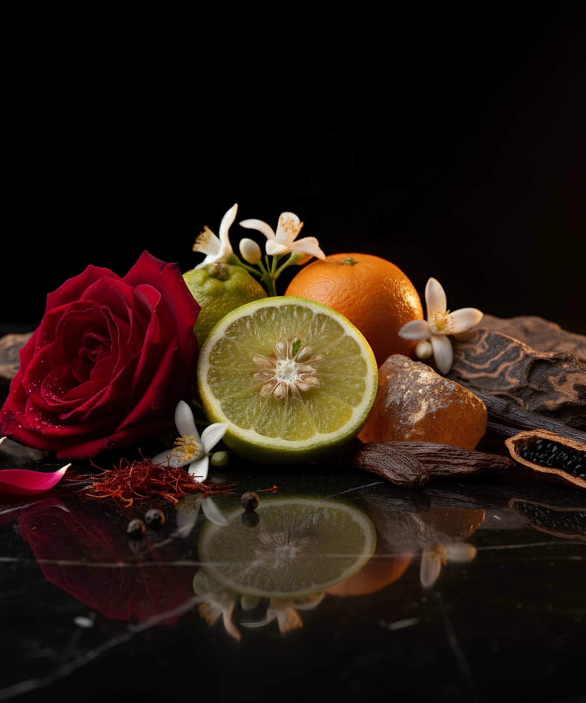Duftnoten VÉRITAS – Rose, Limette, Orange, Safran, Vanille, Tonkabohne – JV Luxury Parfum